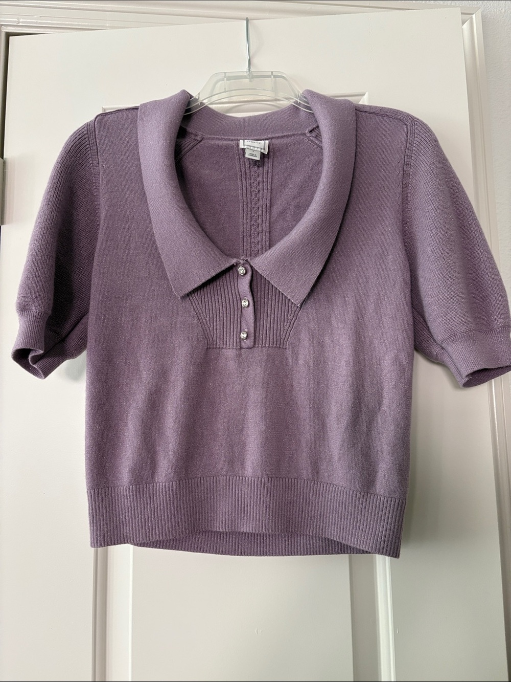 Maeve Lilac Short-Sleeve Polo Sweater